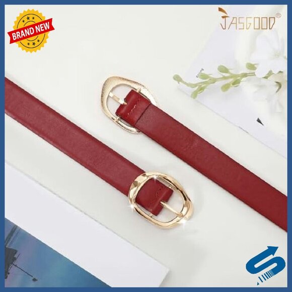 Women\'s 3-Pack Faux Leather Belts with Gold Buckle, Adjustable 26-46\